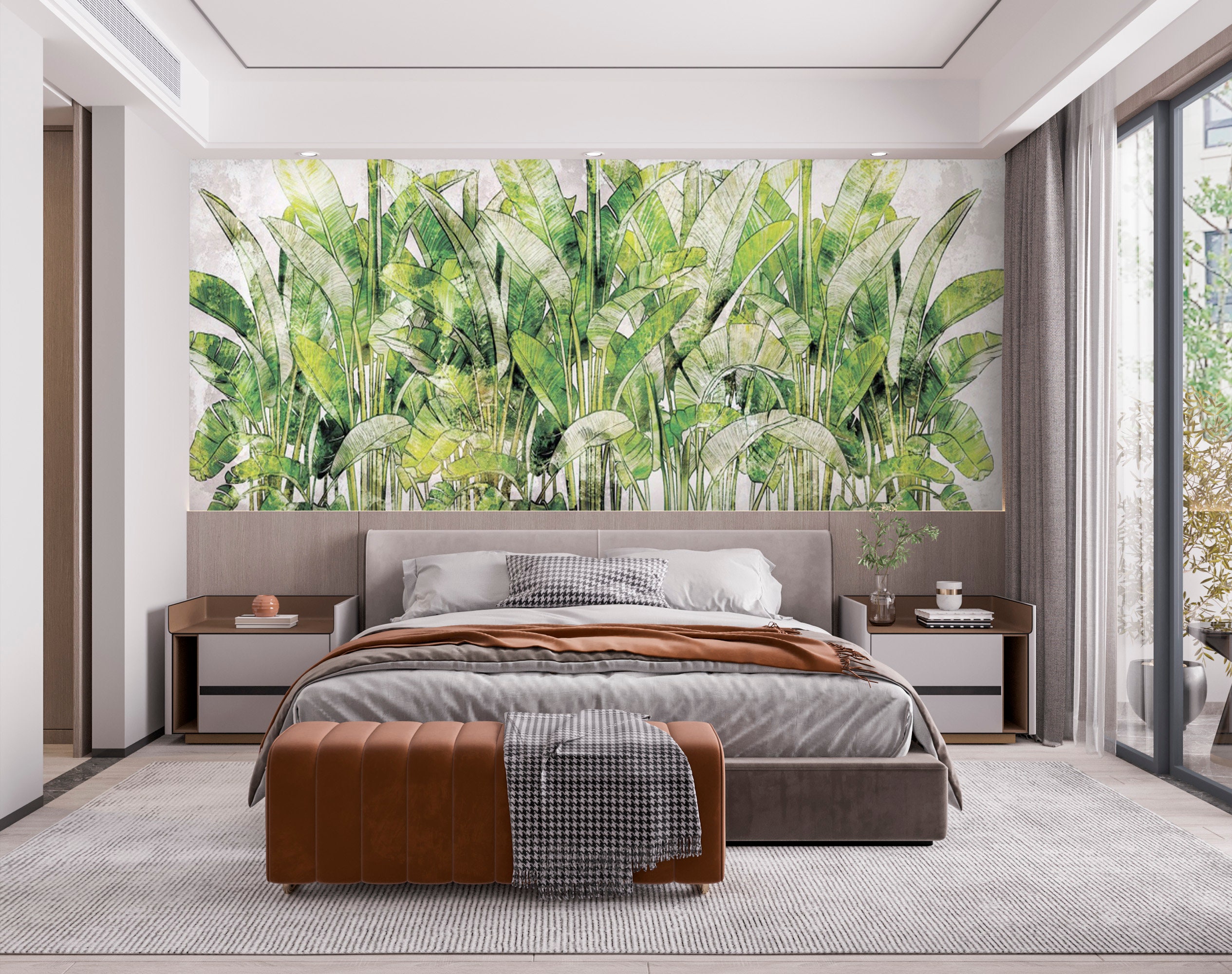 Banana Leaf Tropical Wallpaper Mural: Peel and Stick Removable Wall Art ...