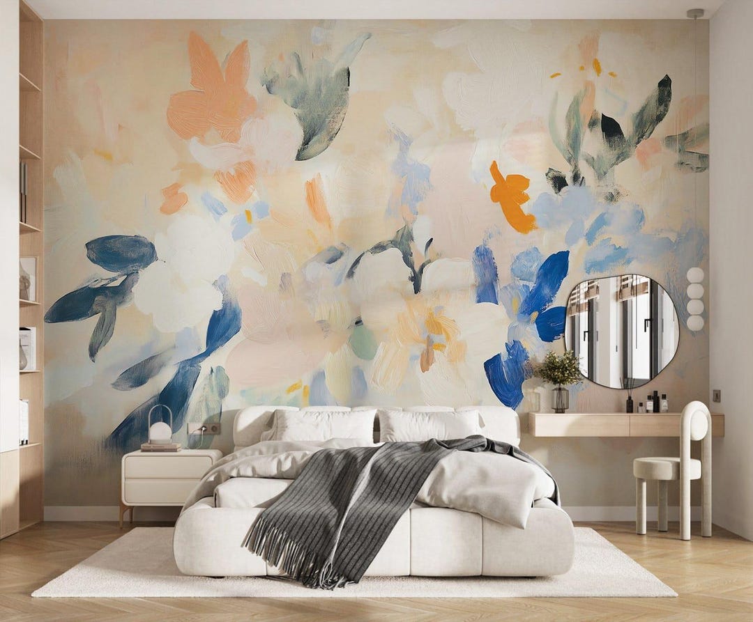 Abstract Floral Wall Mural – Flower Wallpaper for Bedroom & Living Room ...