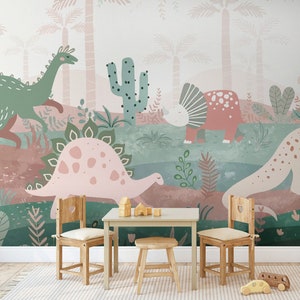 Dinosaur World Wall Mural: Kids Bedroom Dino Wallpaper, Peel & Stick