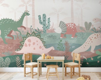 Dinosaur World Wall Mural: Kids Bedroom Dino Wallpaper, Peel & Stick