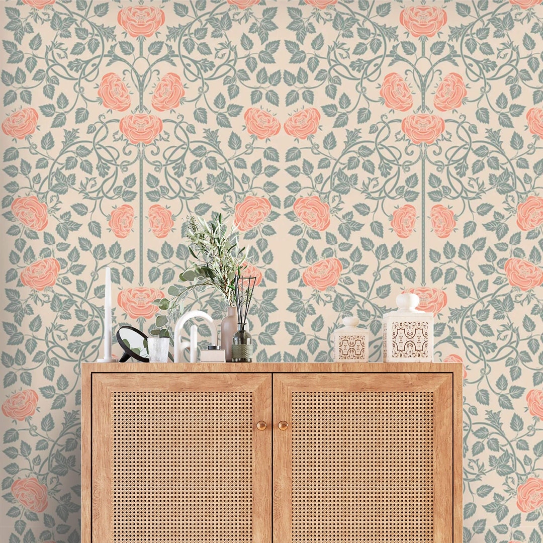 Peel and Stick Vintage Floral Wallpaper - Soft Pastel Flowers ...