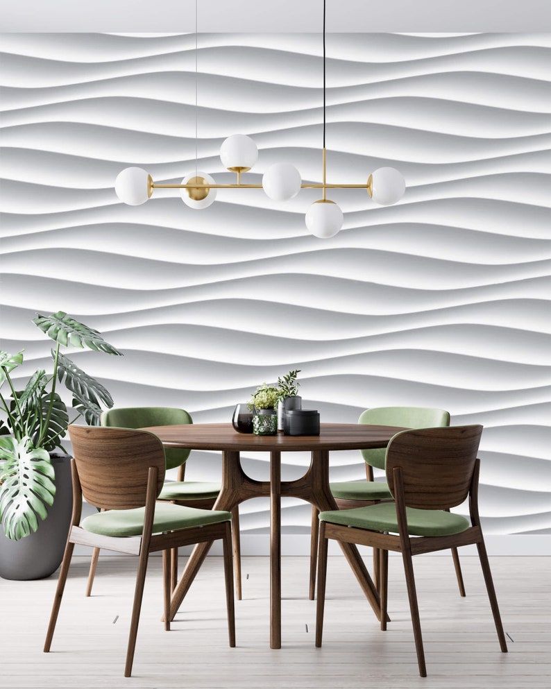Geometric Wallpaper Abstract Waves 3d Effect Peel and Stick Removable ...