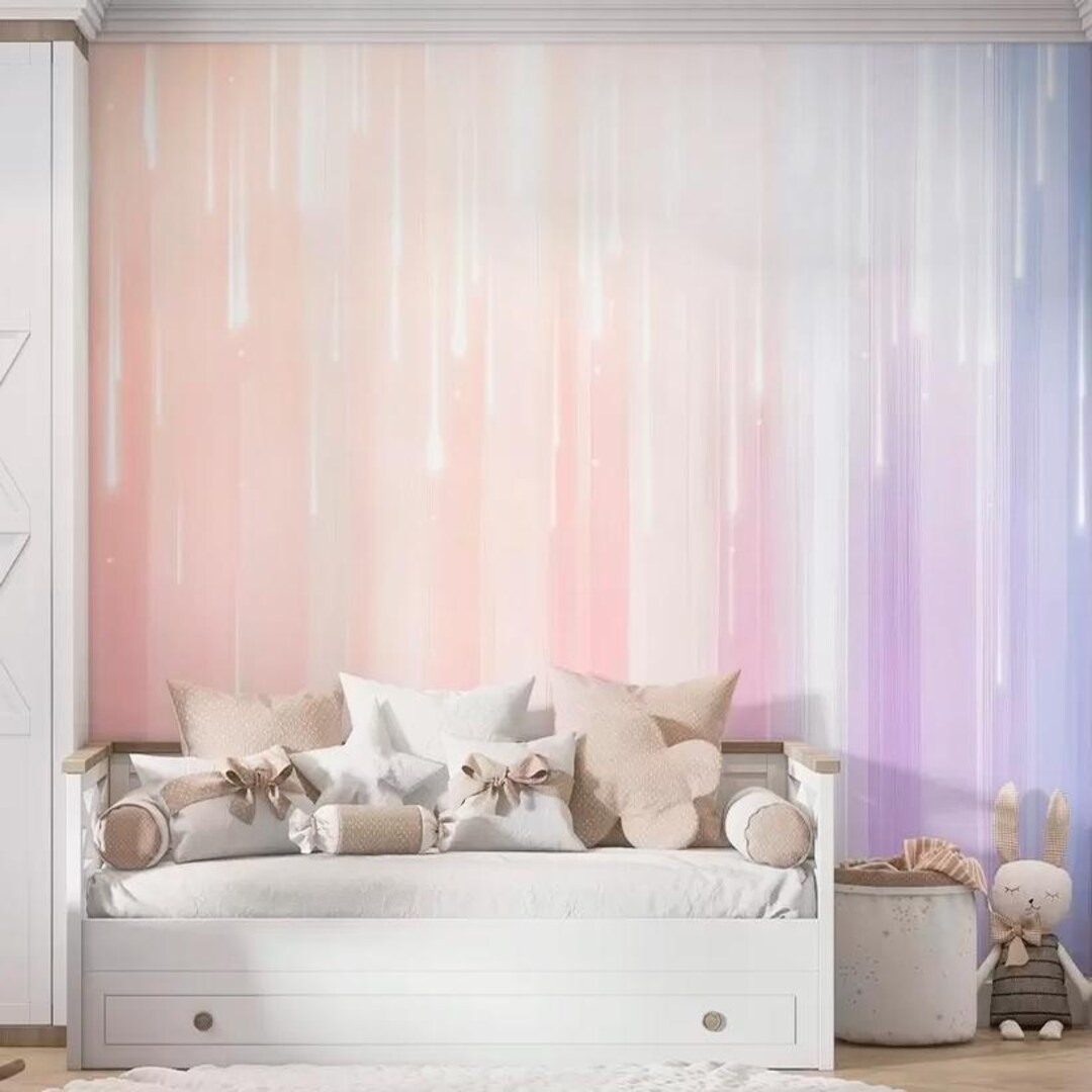Rainbow Wallpaper Kids Girls Nursery Wall Mural Peel and Stick ...