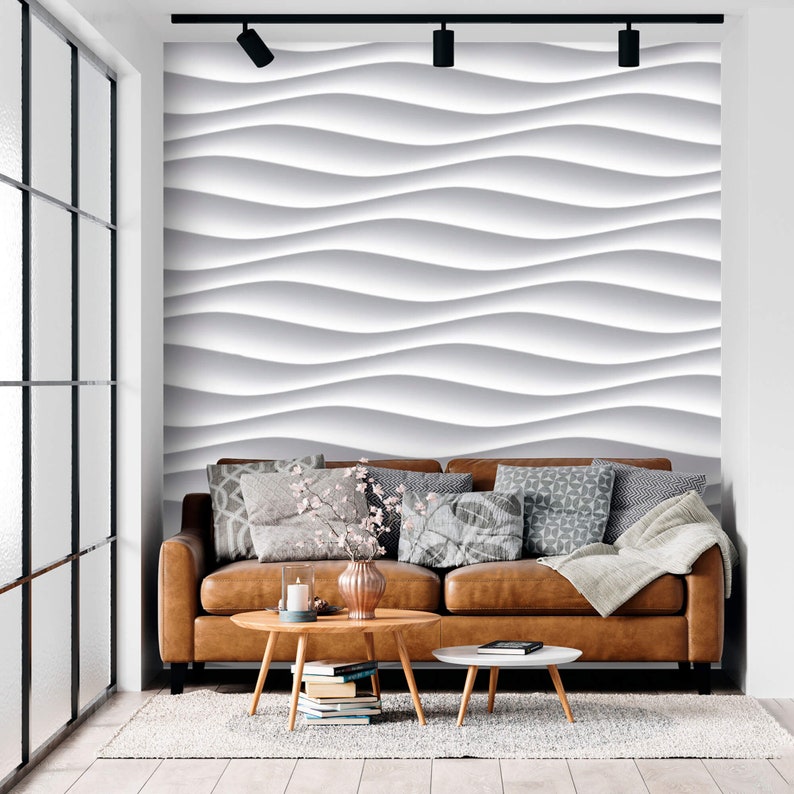 Geometric Wallpaper Abstract Waves 3d Effect Peel and Stick Removable ...