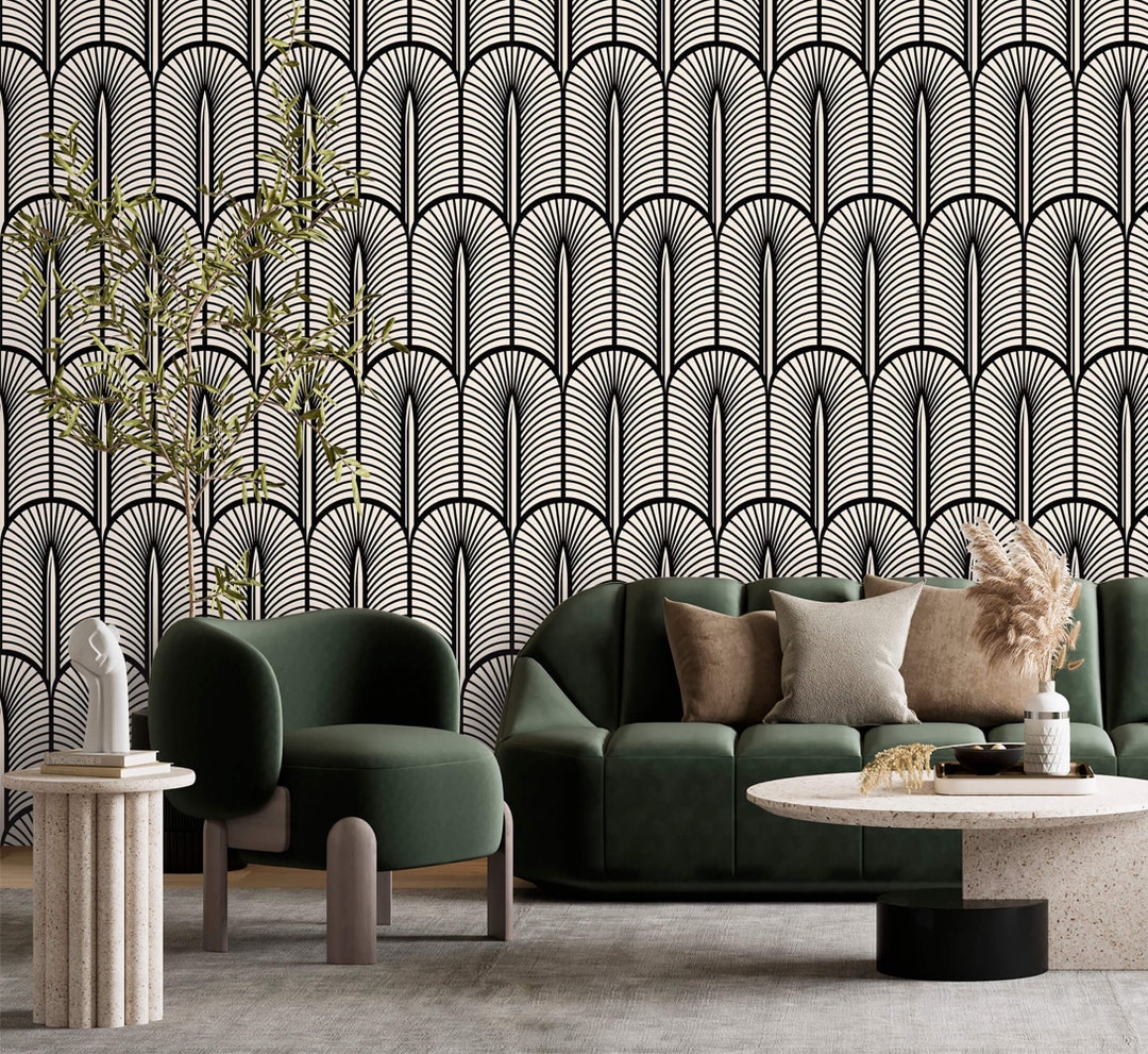 Art Deco Wallpaper Geometric Peel and Stick Removable or Traditional ...