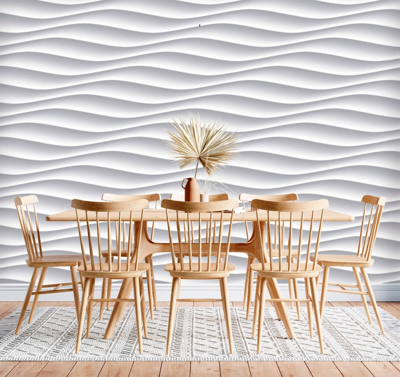 Geometric Wallpaper Abstract Waves 3d Effect Peel and Stick Removable ...