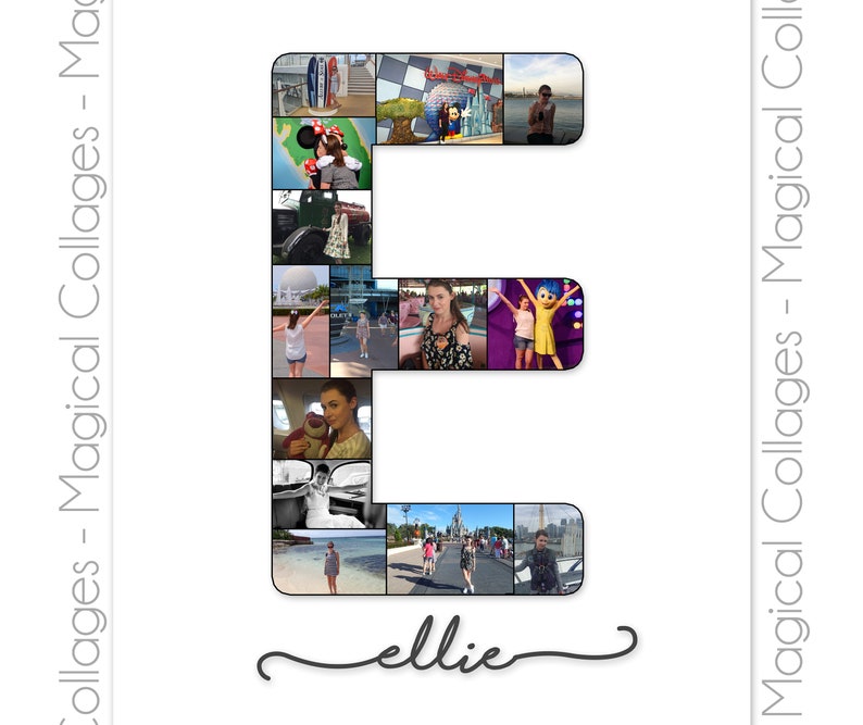 Custom Name Initial Photo Collage Magical Collages Etsy