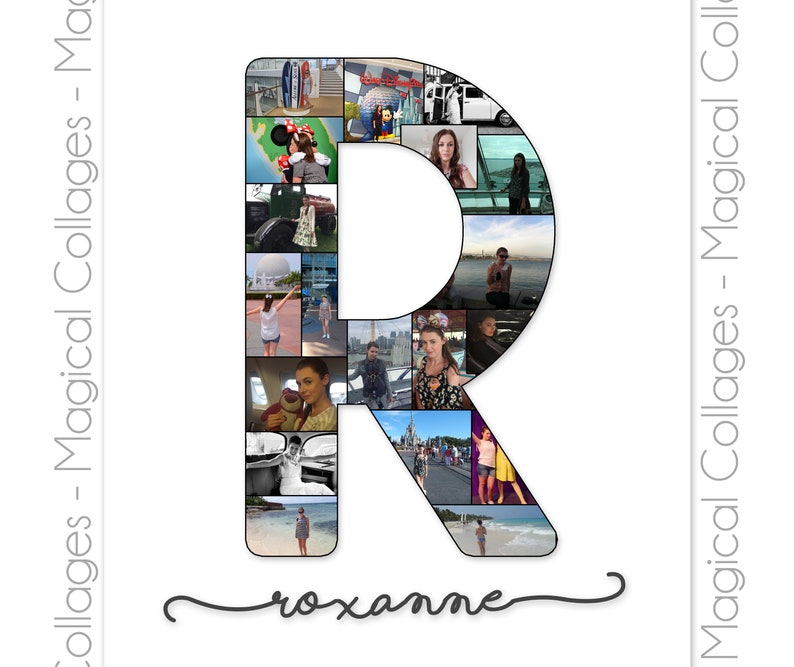 Custom Name Initial Photo Collage Magical Collages Etsy