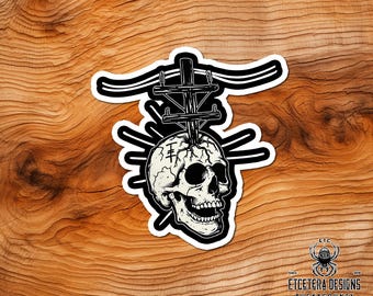Lineman Pole in Skull - Lineman Collection - Hard Hat - Die Cut - Waterproof - Laptop-Skateboard-Car-Window decor-Tumbler sticker