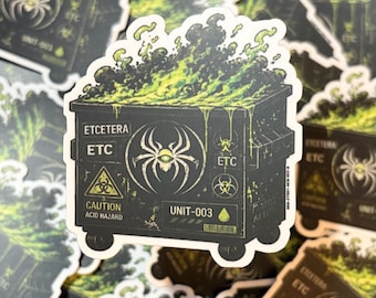 UNIT-003 Acid Dumpster Sticker | 2.5” Vinyl Toxic Waste Sticker | Acid Hazard Decal
