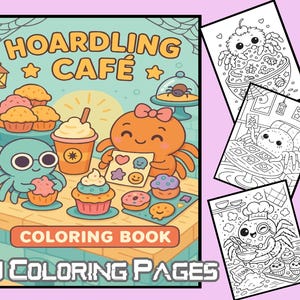 Kawaii Spinnen Malbuch - 20 druckbare Seiten mit niedlichen Café Leckereien, Cupcakes & gruseligen Krabbeln