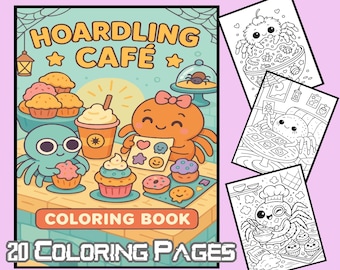 Twenty Adorable Spider Cafe Adult/ Childrens Digital Instant Download PDF Coloring Pages Printable