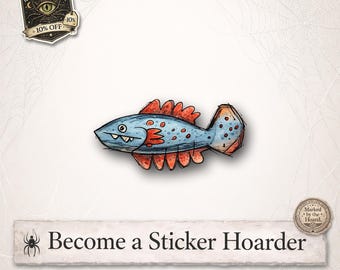 Hand Drawn Folk Art Fish Sticker | UVDTF Decal (Waterproof)