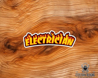 Electrician Fire Logo - Electrician Collection - Hard Hat - Die Cut - Waterproof - Laptop-Skateboard-Car-Window decor-Tumbler sticker