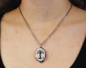 Pendant Necklace. Mystical Tree Goddess Pendant with Stainless Chain.