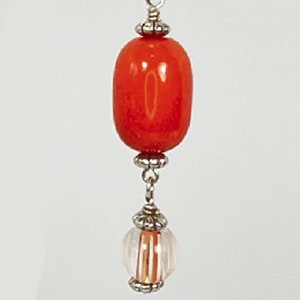 Earrings. Beautiful Orange Glass Earrings with Hand Blown dangling Beads. Silver Accents. You will enjoy wearing these earrings. image 2