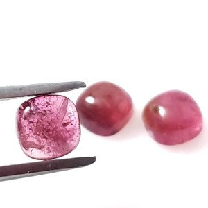 Natural Rubellite Tourmaline Cushion Smooth Polished Cabochon Gemstone. Earring, Jewelry, Ring, Beads, Pink Tourmaline, Pair, Top Quality,