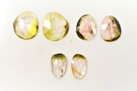 Approx NL N46 Natural Bio Tourmaline Faceted Slice High Quality Loose Gemstone Size 6X7.50MM-6X10.50MM 9.90 Carats 9 Pieces
