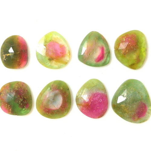 Natural Tourmaline Faceted Slice retailer Rose Cut AAA Quality Loose Gemstone.Watermelon,Beads,Cabochon,Jewelry,Earring,Ring,Pendant(2 Lots Option)