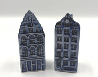 Delft Hand Painted Blue House Salt and Pepper Shakers