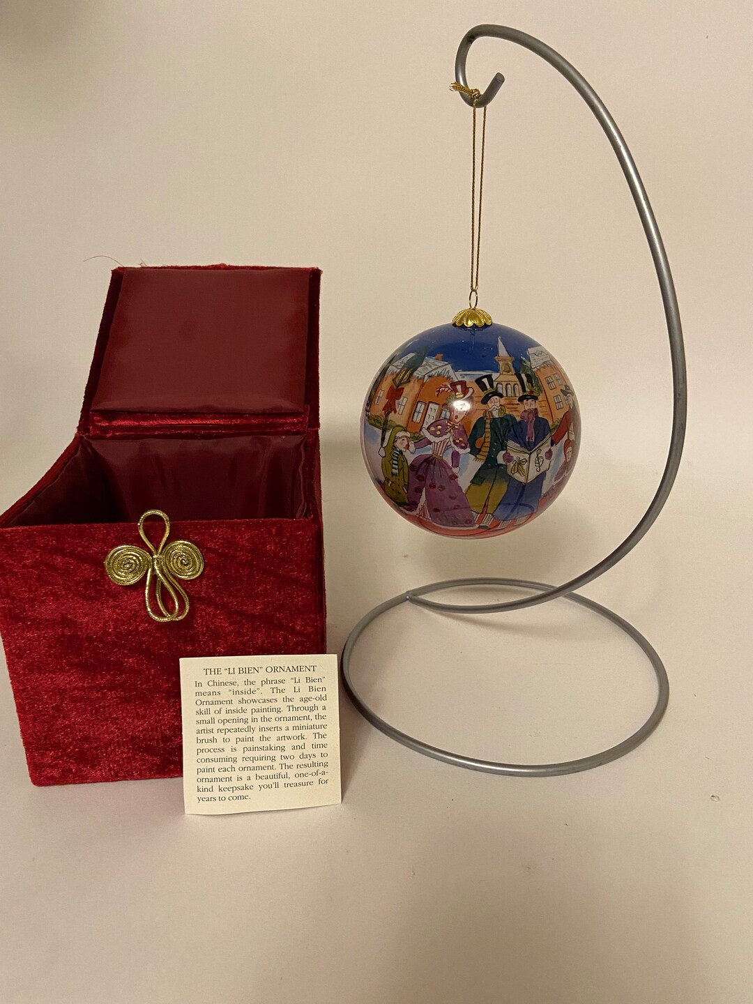 Li Bien Christmas Carolers Large Inside Painted Glass Ornament Etsy
