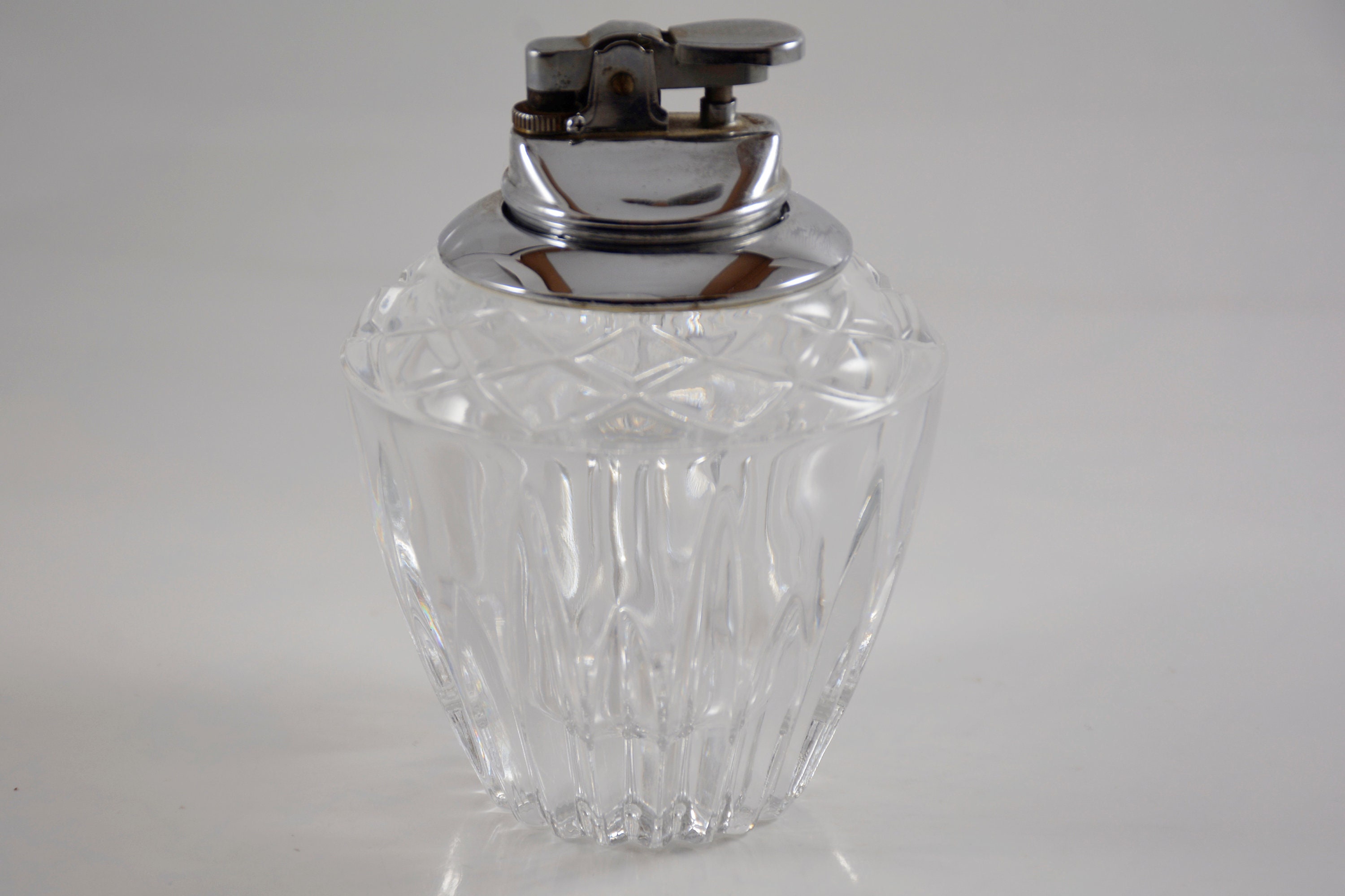 Clear Cut Glass Table Lighter Etsy Canada