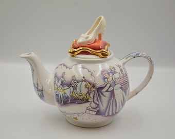 Disney Princess Cinderella Teapot with Glass Slipper on Lid - Designed by Paul Cardew
