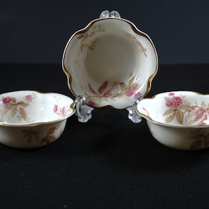 Haviland Limoges Small Nut / Candy Bowls with Small Roses - Set of 3
