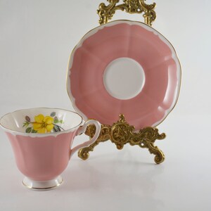 Susie Cooper Pink Teacup with Yellow Flower