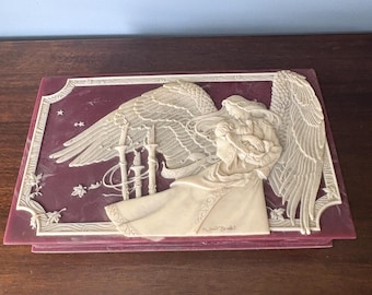 Genuine Large Incolay Jewelry/Keepsake Box - "Angel's Comfort" - Sculpted by John Beasley