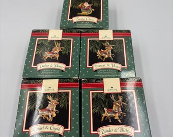 Hallmark Keepsake 1992 Ornaments Santa and His Reindeer Collection - Complete Set