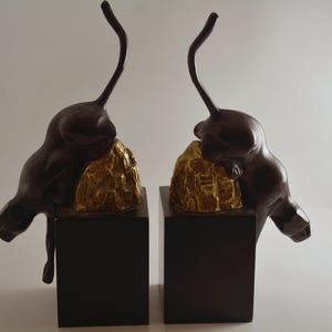 Vintage Art Deco Jaguar/Black Panther Metal Bookends on Wood Base bild 6