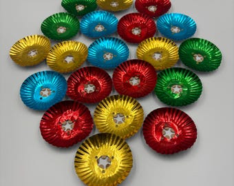 Christmas Round Crimped Foil Light Reflectors - 20 Total