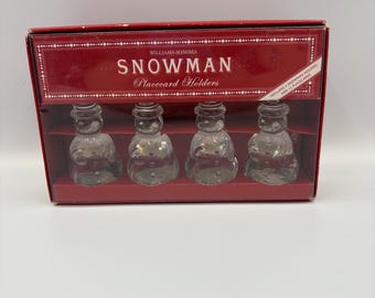 Williams - Sonoma Glass Snowman Place Card Holders - Box of 4