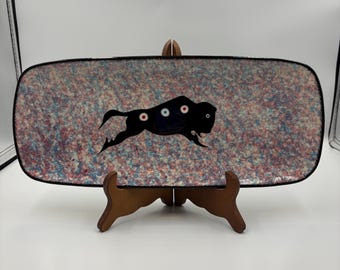 Hand Made Tray/Platter with Stylized Buffalo - by Artist Veran Pardeahtan