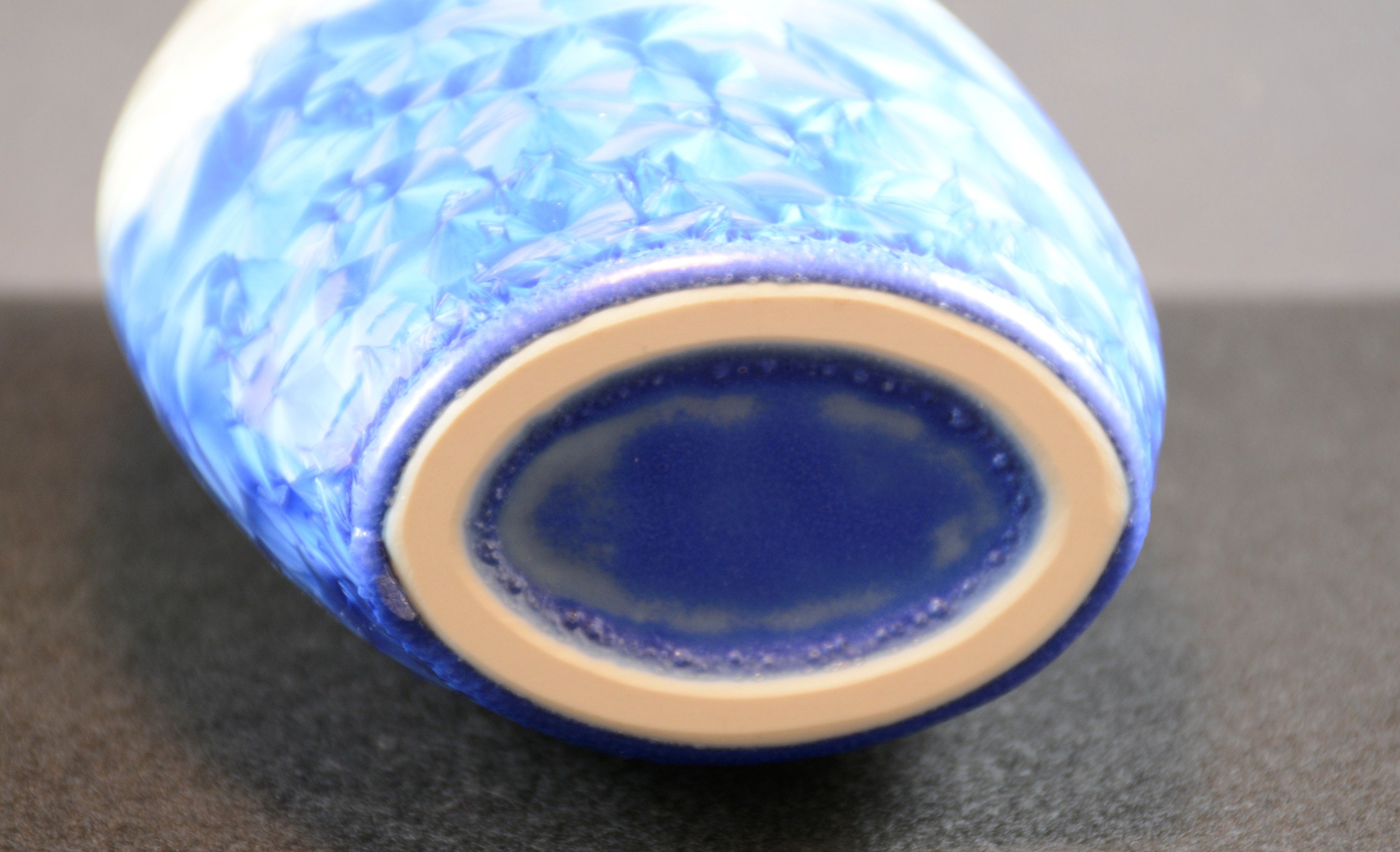 Ceramic Frosted White and Blue Vase in Case Etsy