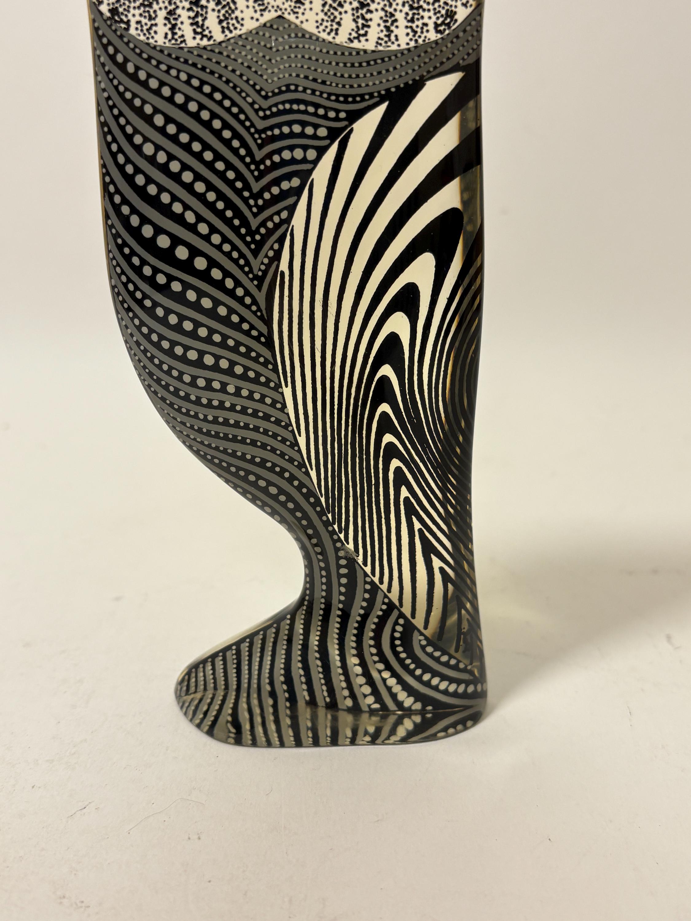 Abraham Palatnik Large Lucite Op Art Black and White Owl - 7 1/2