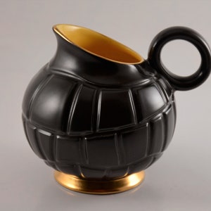 Crown Devon Black and Yellow Squat Pitcher