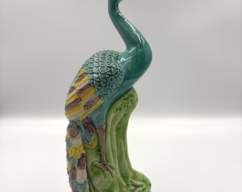 Antique Peacock Figurine - Chinese Export Sancai Porcelain