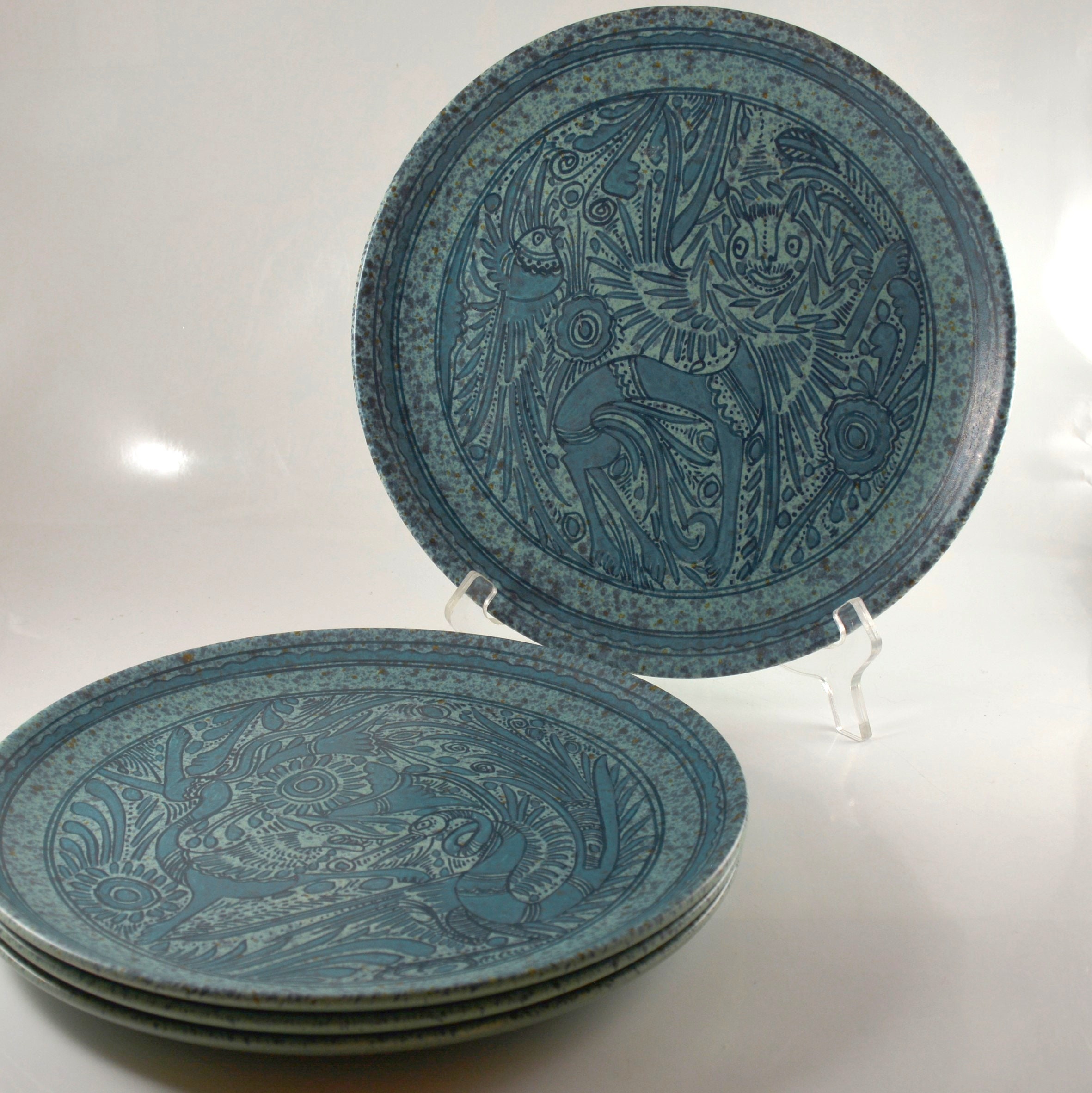 Felix Tissot Mexico Blue Fantasia Dinner Plates - Set of 4 - Etsy