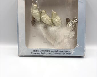 Vintage Hand Decorated Glass Clip on Bird Christmas Tree Ornaments