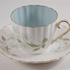 Susie Cooper White and Blue Teacup with Flowers