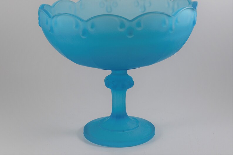 Blue Mist Frosted Satin Glass Compote / Fruit Bowl Etsy