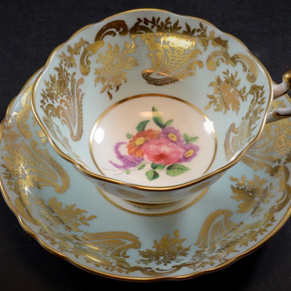 Blue and Gold Teacup Etsy