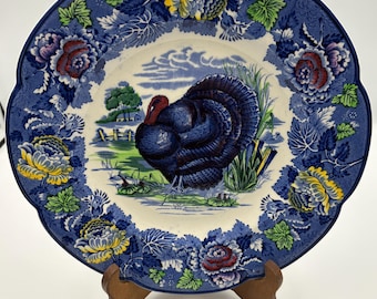 Woods Enoch Burslem England Turkey Blue Scalloped Dinner 10" Plates - Price is for 2