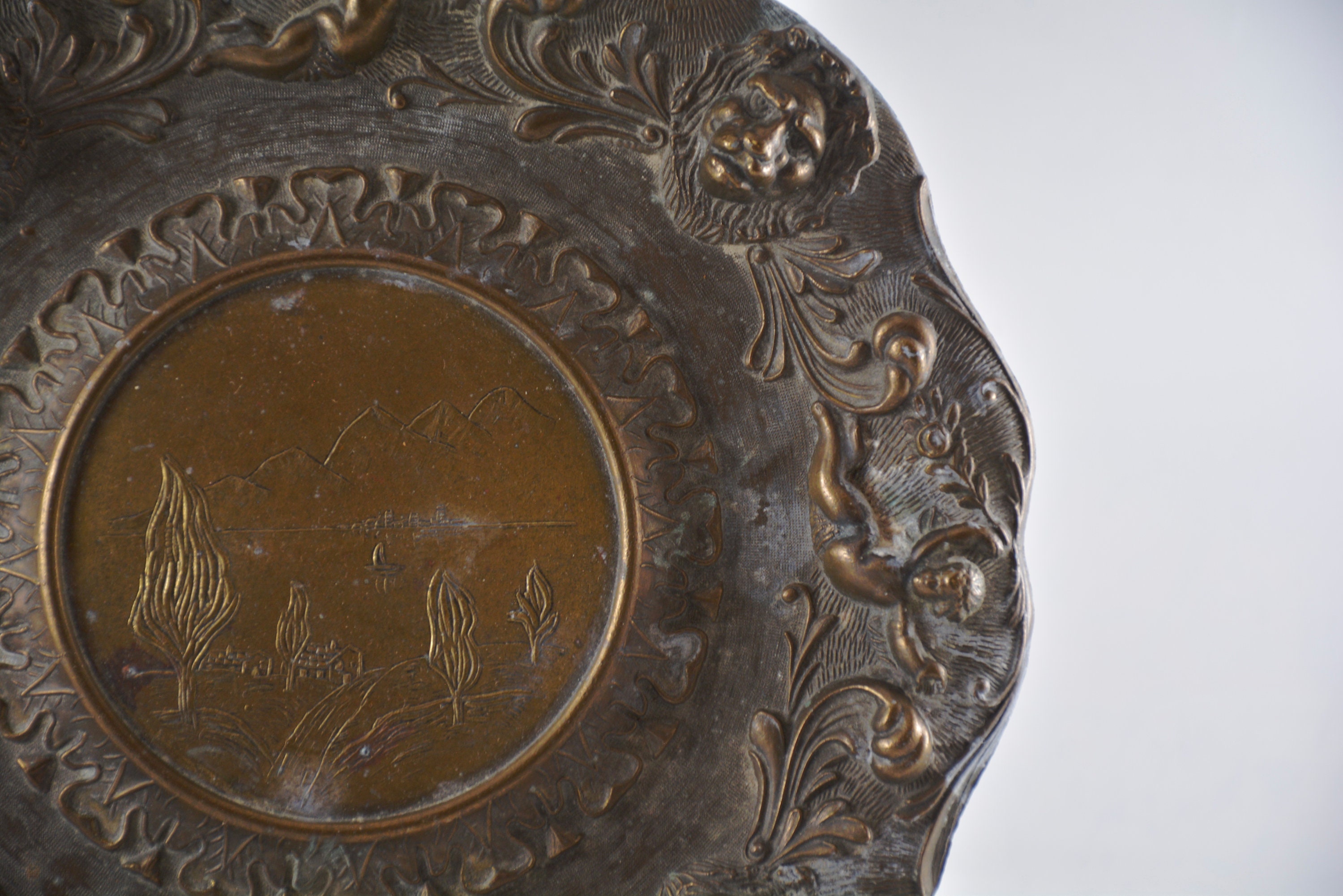 Italian Bronze  Brass Plate With Cherubs and Lion Heads - Etsy Canada