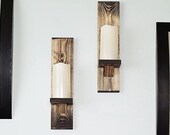Wall Candle Holders, Candle Wall Sconce, Oiled Finish, Wall Decor Gift, Sconce Rustic Farmhouse Style Wooden Candle Holder Set