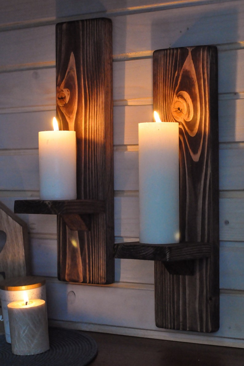 Rustic Candle Holder 'oak Oiled' Rustic Home Decor Etsy