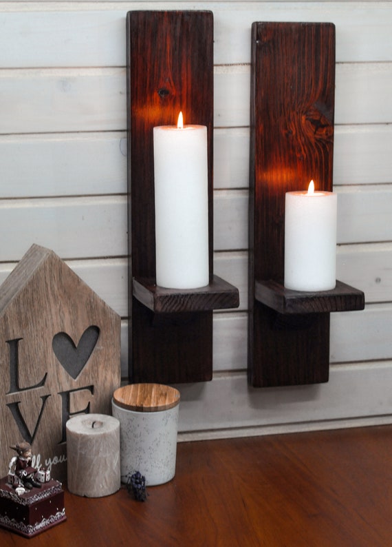 Pair Rustic Candle Holder Or Wall Sconces Rustic Home Decor Etsy