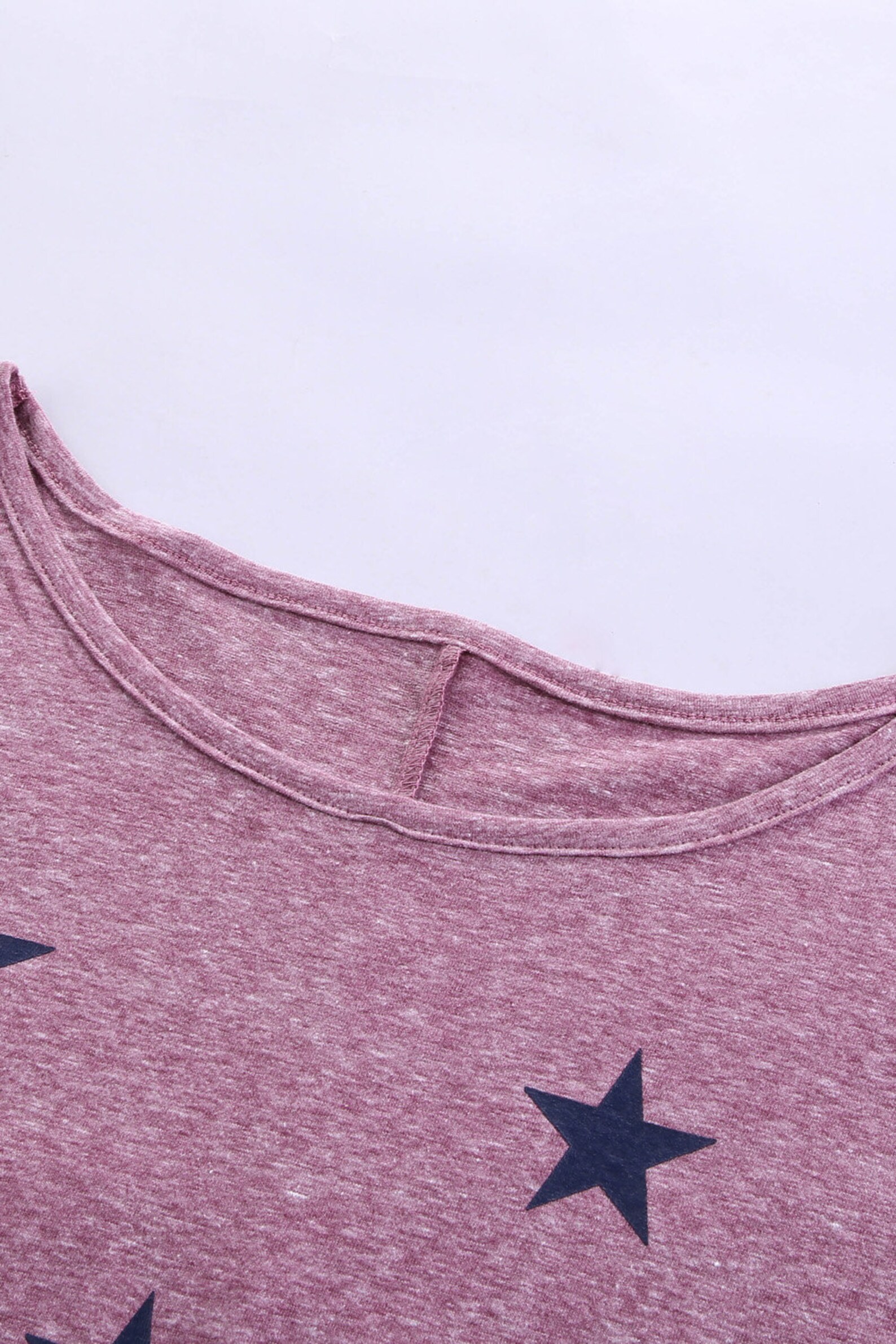 Women Short Sleeve Tshirt Dark Pink With Star Print Etsy